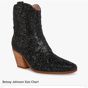 Betsey Johnson Glitter Black Ankle Booties